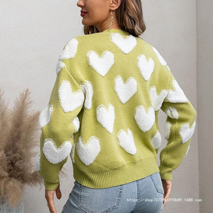 Ladies plush pullover with heart-shaped pattern Lune London