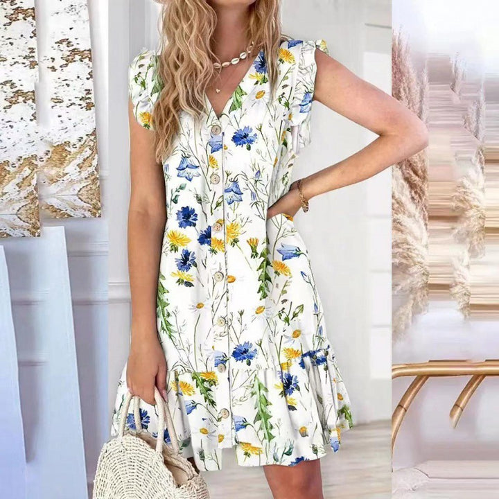 Casual summer button dress for women with flared sleeves Lune London