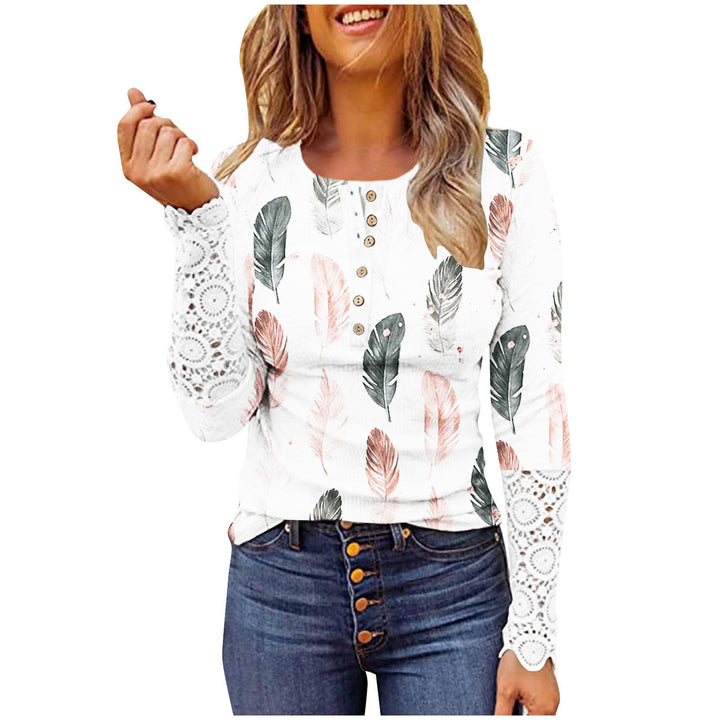Women Fashion Long Sleeve T-shirt with Lace Sleeves Lune London
