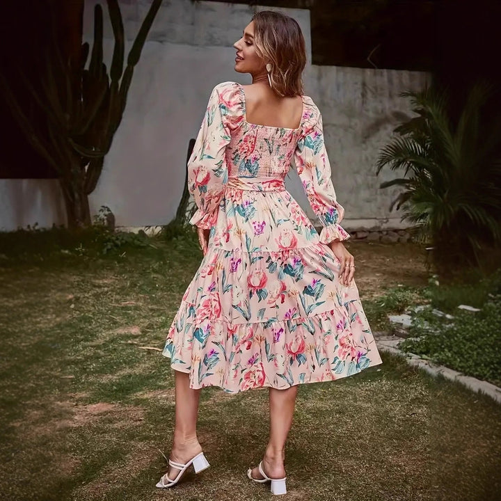 Midi dress for women with floral print and flattering cut Lune London