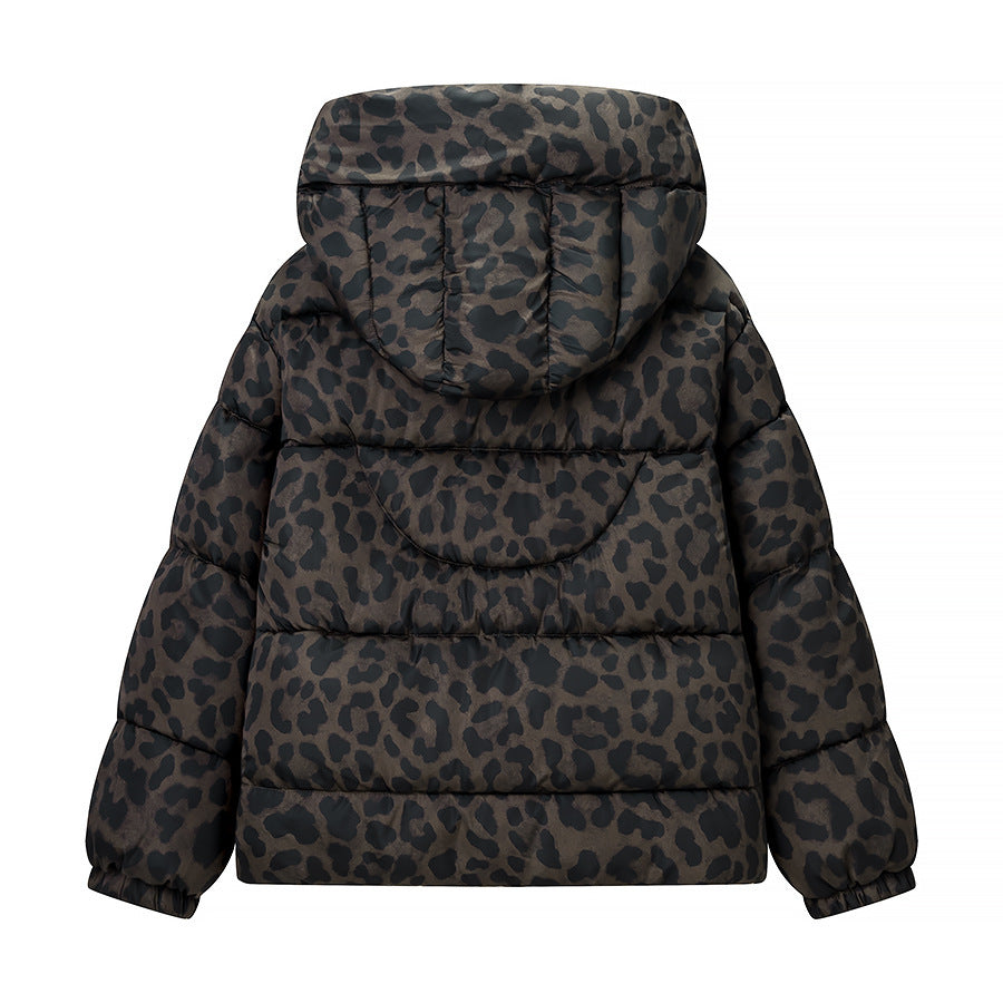 Women’s Oversize Puffer Jacket with Hood and Leopard Print Amarae
