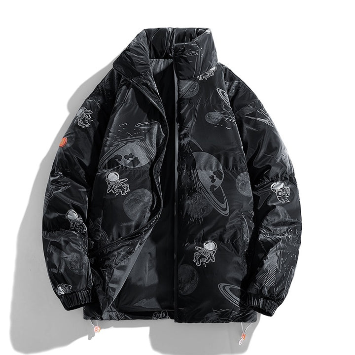 Ladies futuristic quilted jacket with astronaut patterns Amarae