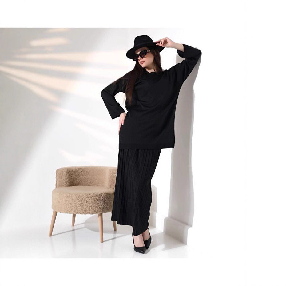 Ensemble Chemise à Manches Longues et Jupe Plissée pour Femme Chic & Stil