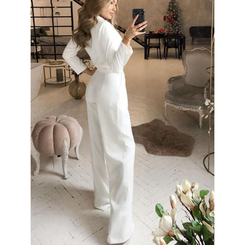 Elegant jumpsuit for women with long legs and classic collar Lune London