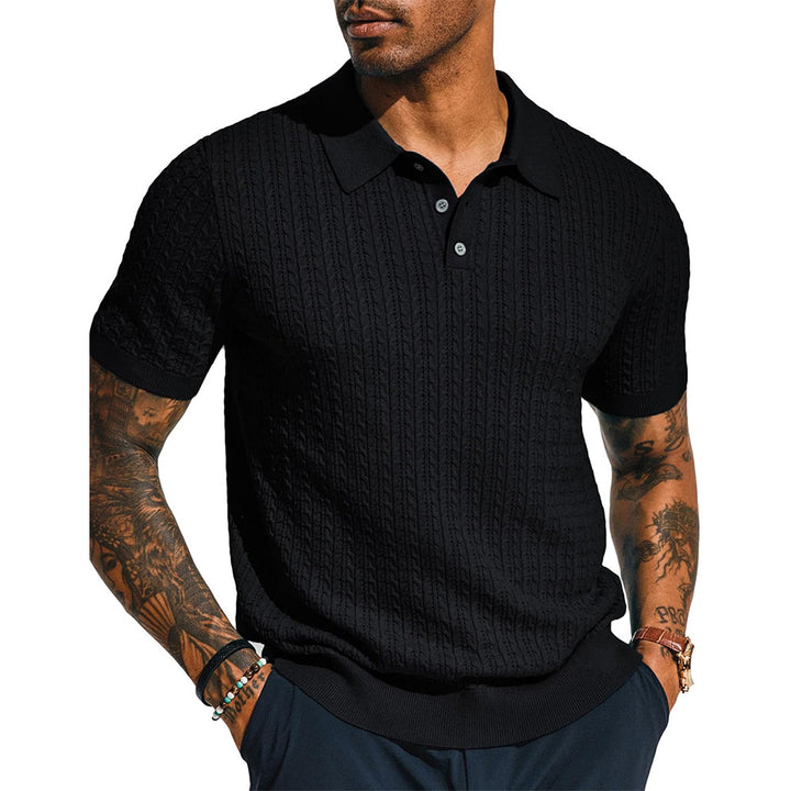 Men's polo with textured design and short sleeves Lune London
