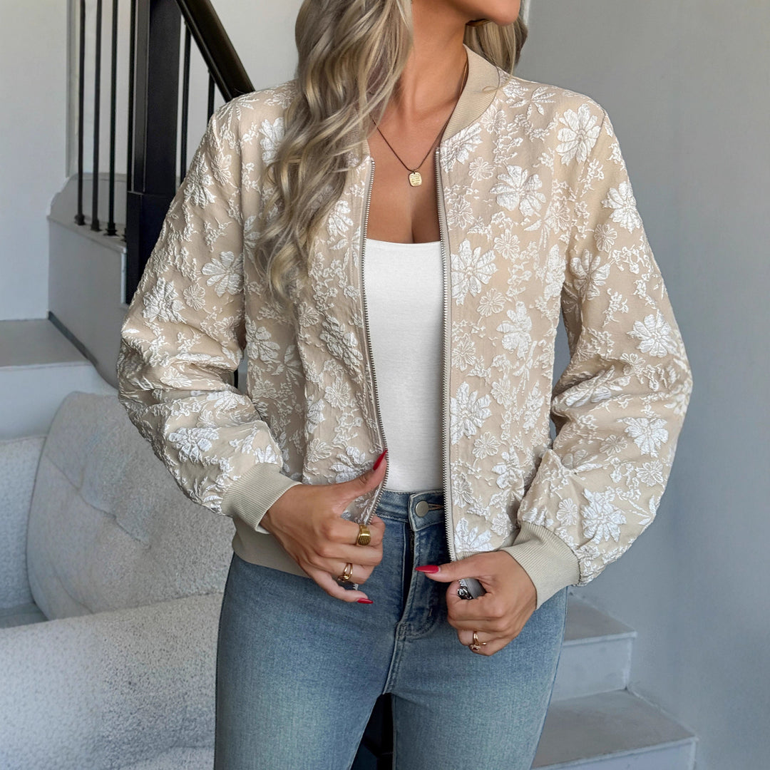 Embroidered bomber jacket for women with floral design Lune London