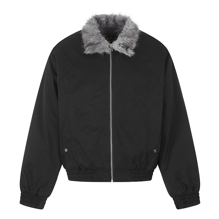 Women’s cropped bomber jacket with faux fur collar and elastic waistband Amarae