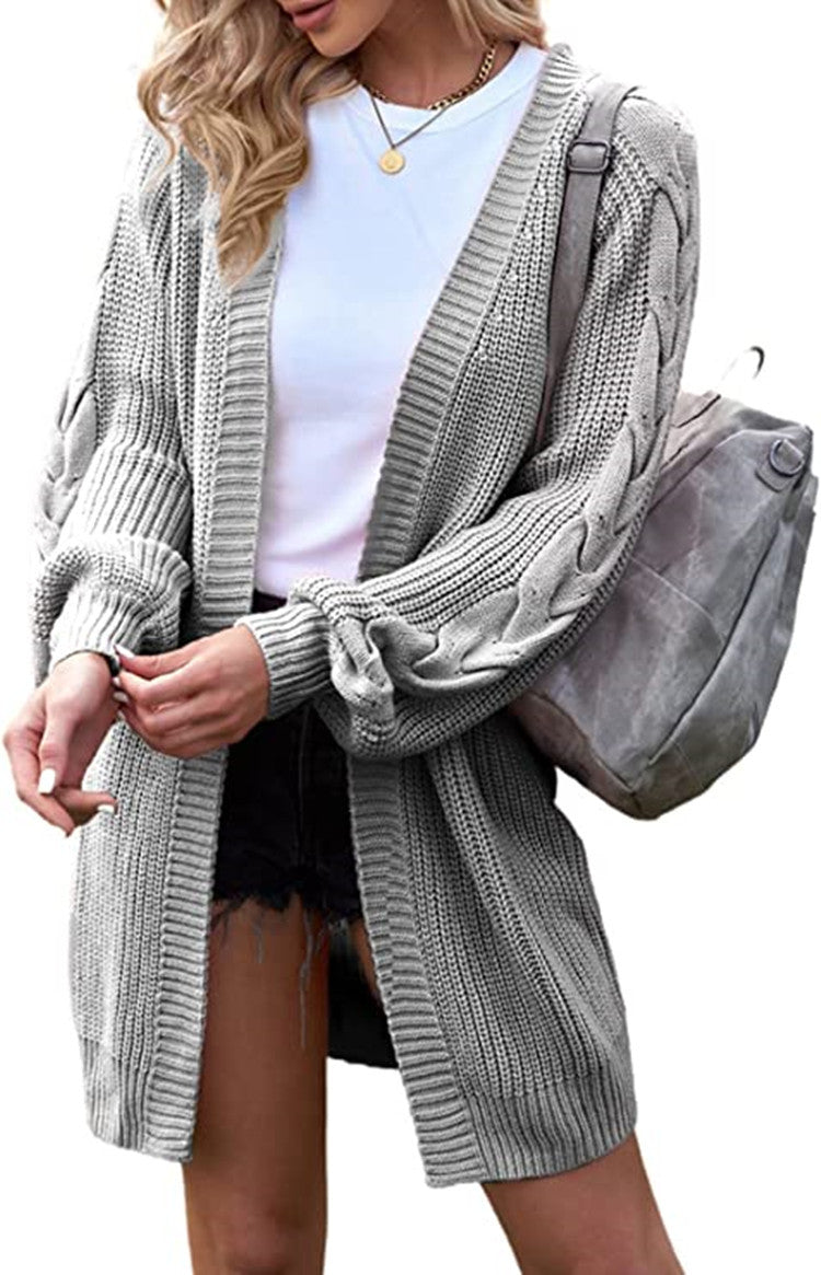 Ladies chunky knit kimono cardigan with oversized casual sleeves Lune London