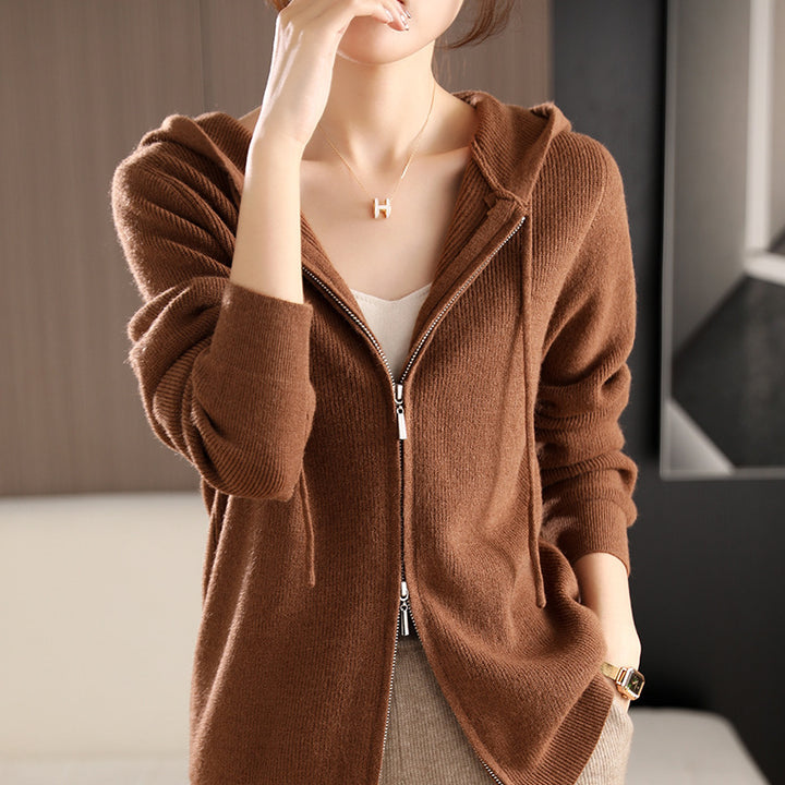 Veste à capuche confortable pour femme en tricot doux Chic & Stil