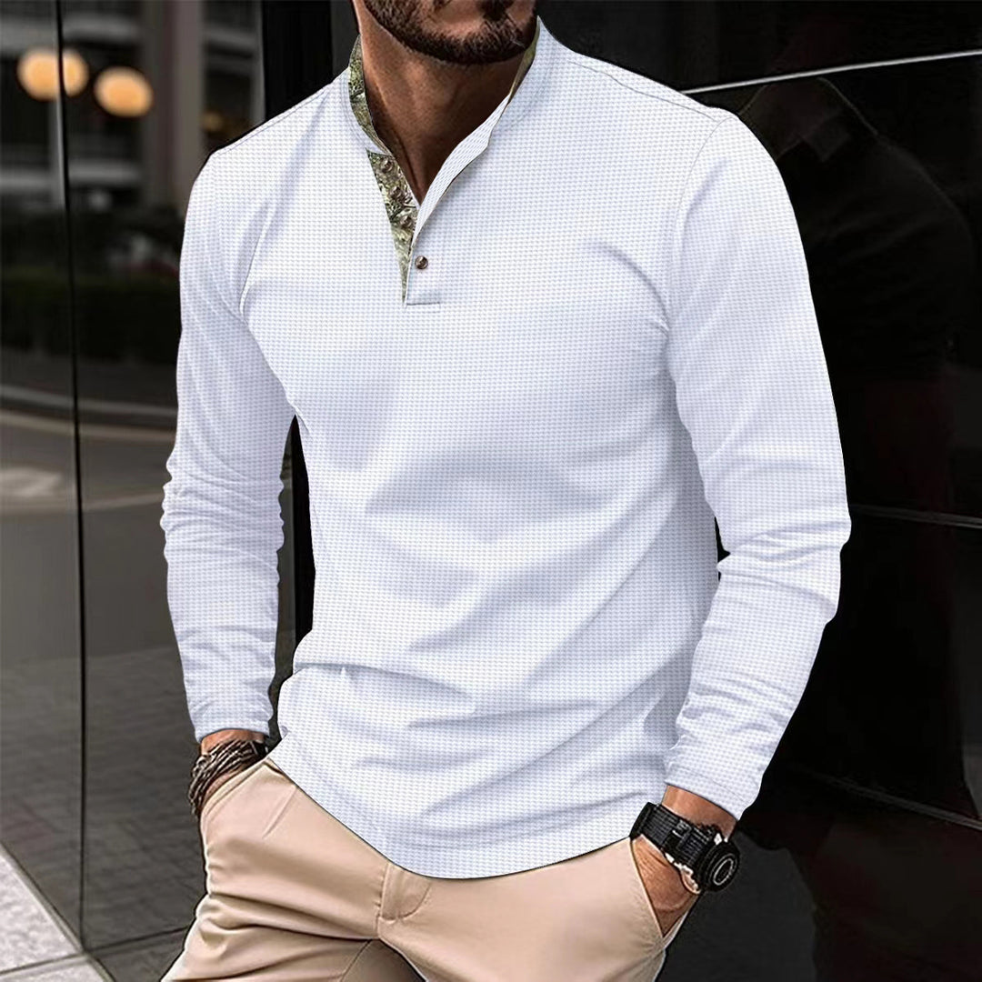 Men's long sleeve shirt with modern stand collar and elegant design Lune London