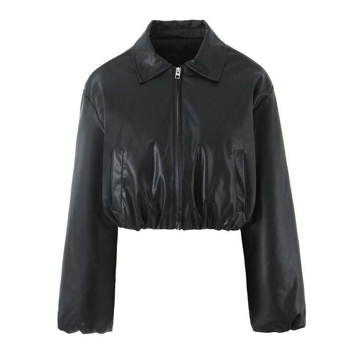 Ladies elegant short jacket with zipper and embroidered collar Lune London