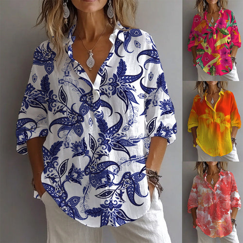Casual blouse for women with floral print and button placket Amarae