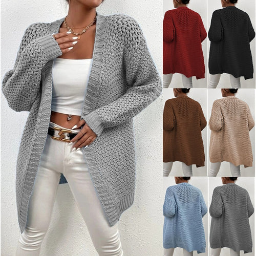 Cardigan for women with a breathable hole pattern and a casual chic design