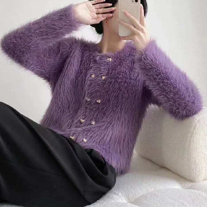 Cardigan confortable pour femmes avec des boutons décoratifs Chic & Stil