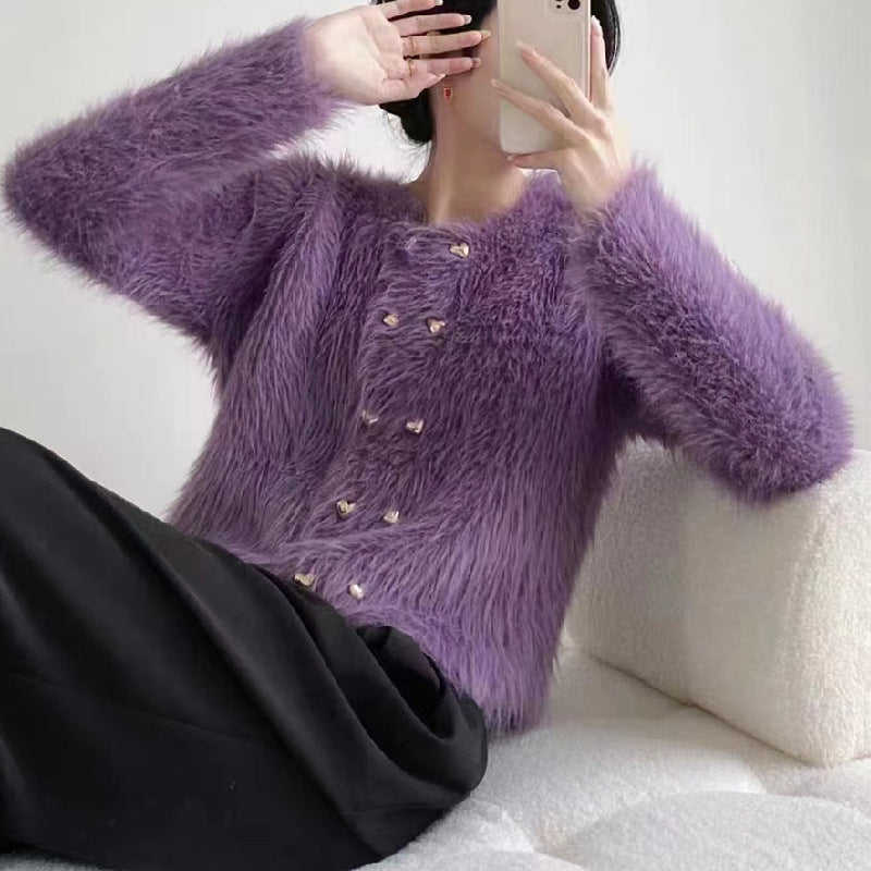 Cardigan moelleux pour femme avec détails de boutons dorés Chic & Stil