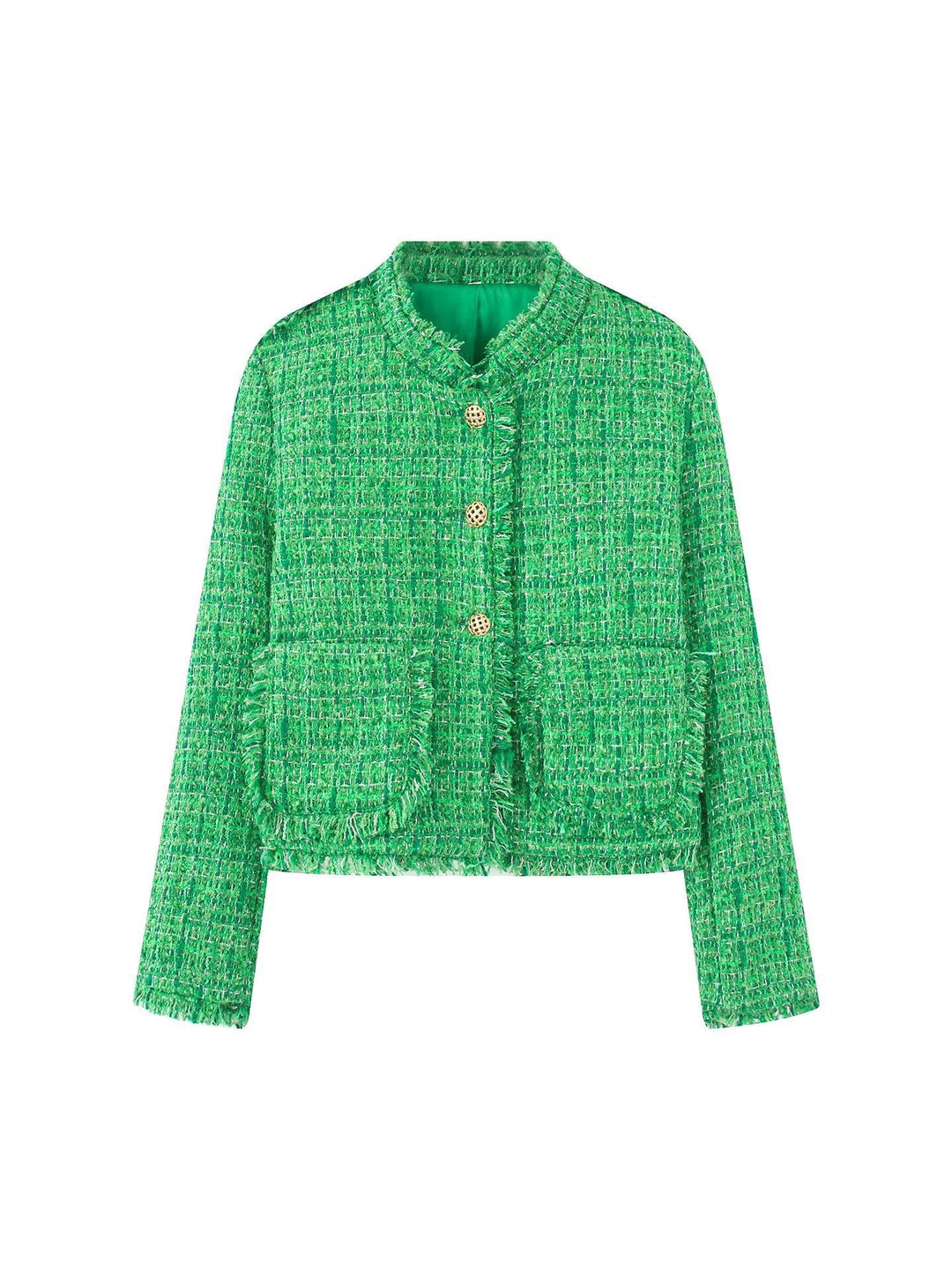 Lune London Textured tweed short elegant jacket for women with decorative buttons