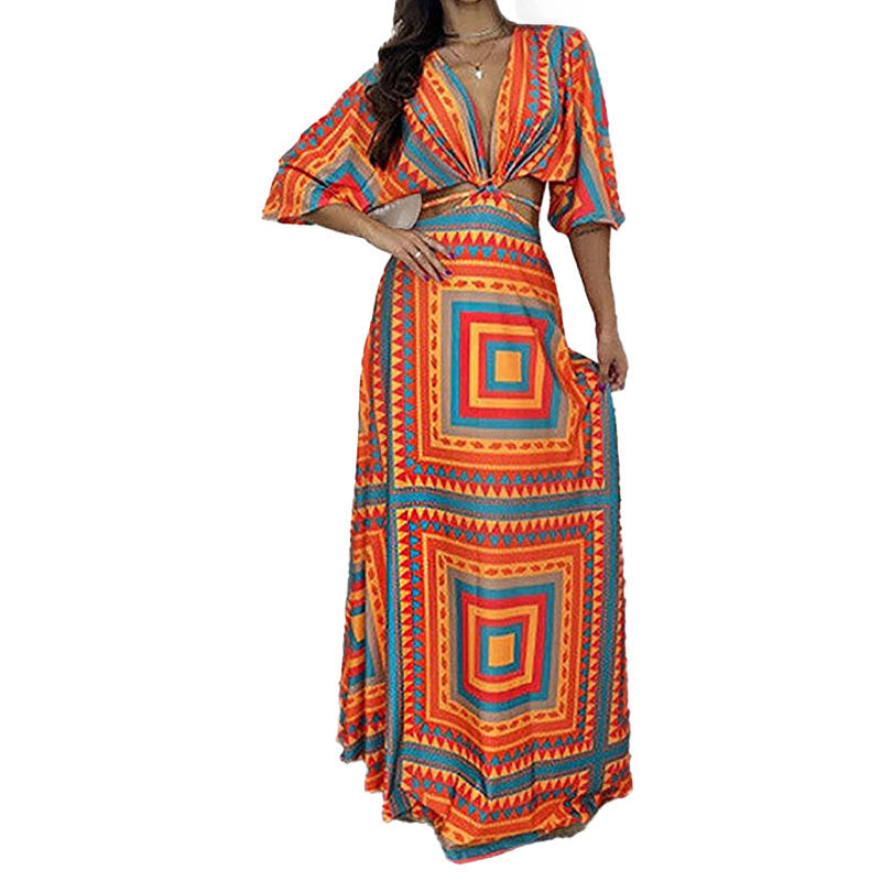 Robe maxi pour femmes avec des motifs élégants en vagues Chic & Stil