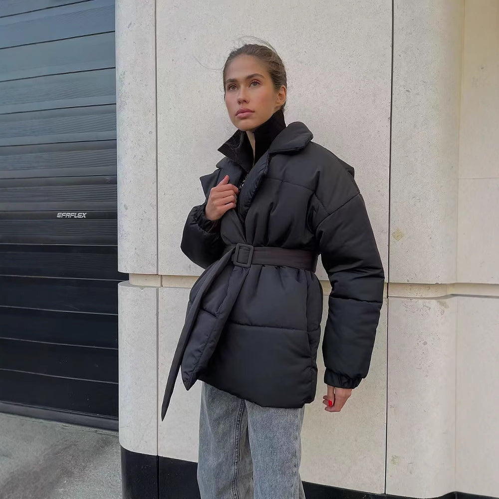 Elegant quilted coat for women with adjustable belt Amarae