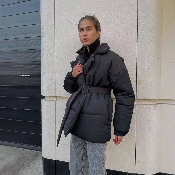 Elegant quilted coat for women with adjustable belt Amarae