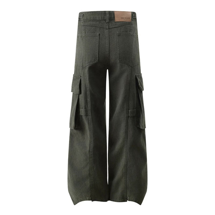 Women's high-waisted wide Cargo culotte pants with multi pockets and adjustable waistband Amarae