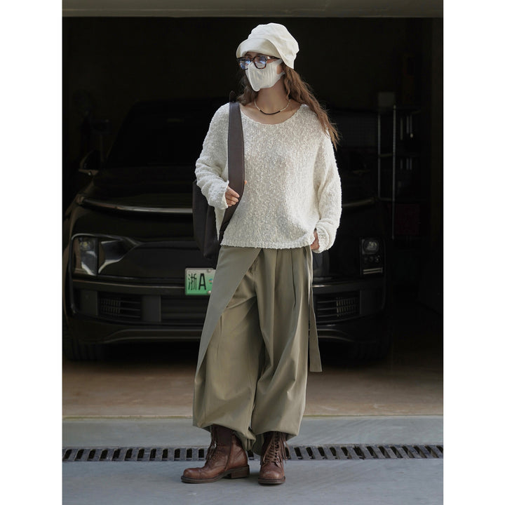 Women's Chunky Knit Oversized Sweater with Textured Bobble and Wide Boat Neck Amarae