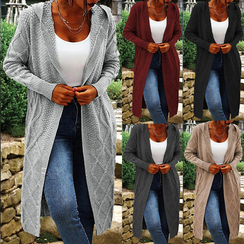 Ladies long cardigan with an elegant cable knit design Amarae