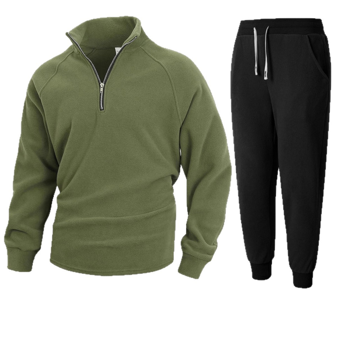 Men's fleece lounge jacket with mid-length zip Lune London