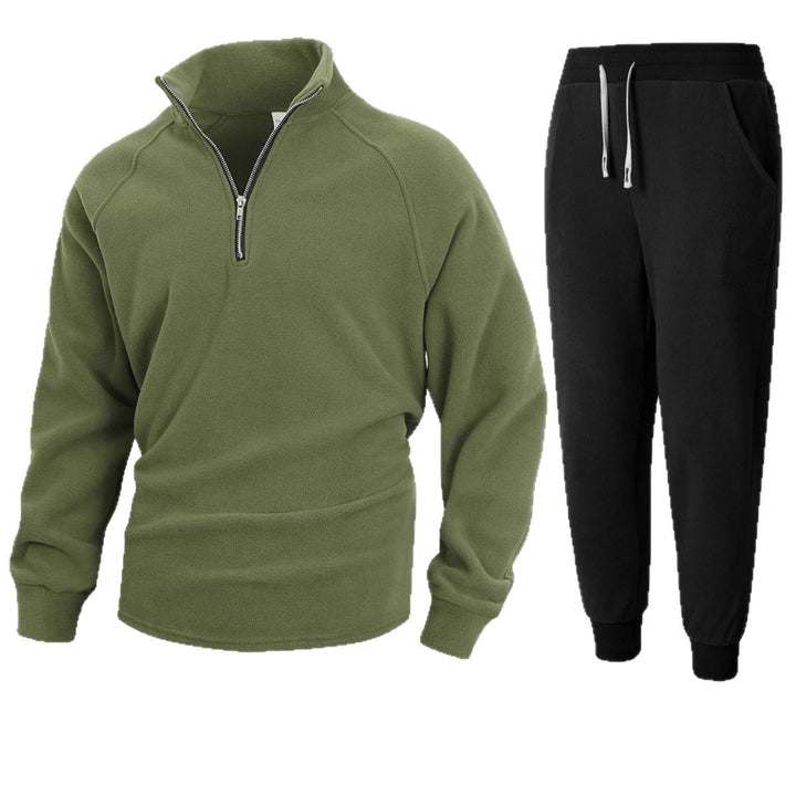 Men's fleece lounge jacket with mid-length zip Lune London