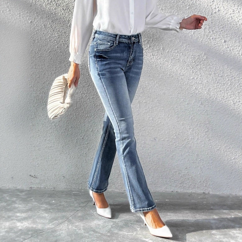 Women's slim bootcut jeans with a slight flare and sculpting stretch waistband Amarae