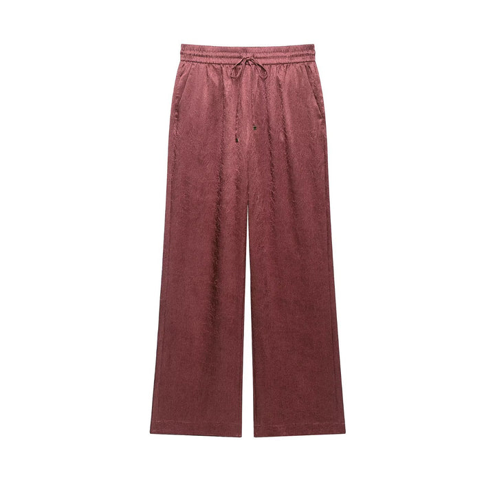 Women's wide velvet lounge pants with elastic waistband, drawstring, and side pockets Amarae