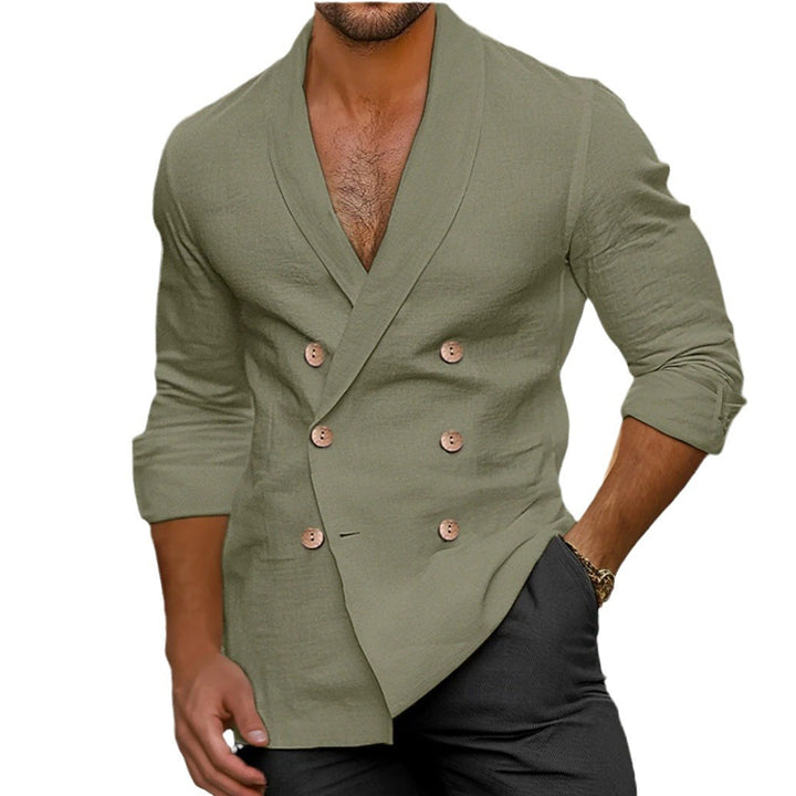 Elegant linen jacket for men with double-breasted Lune London