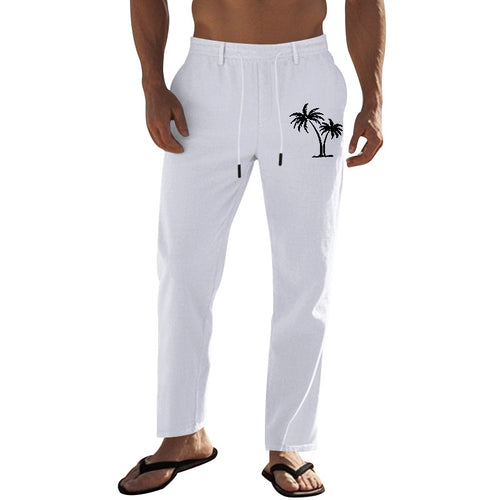 Casual pants for men with elastic waist and contrasting palm print Amarae