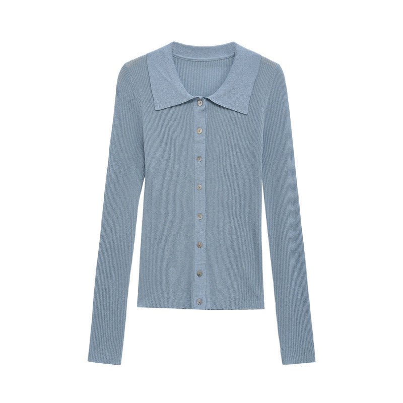 Ladies fine cardigan with classic collar Lune London