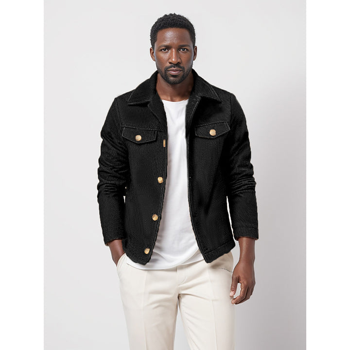 Trendy cotton jacket for men with gold buttons and flap pockets Lune London