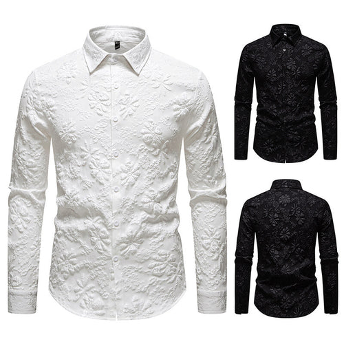 Men's long sleeve shirt with rich detailed floral embroidery Amarae
