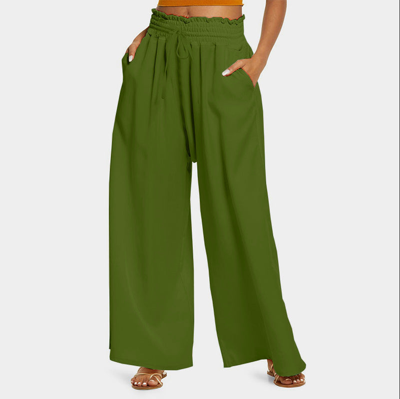 Wide leg pants for women with elastic waistband and side pockets Lune London