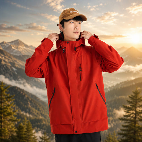 Men's lightweight breathable two-layer rain softshell jacket with adjustable hood and chest pocket Amarae