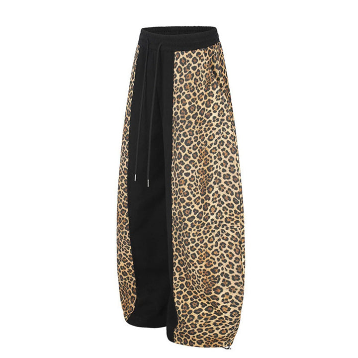 Women's Extra Wide Palazzo Jogpants with Leo Panels, Drawstring Waistband, and Adjustable Hem Amarae