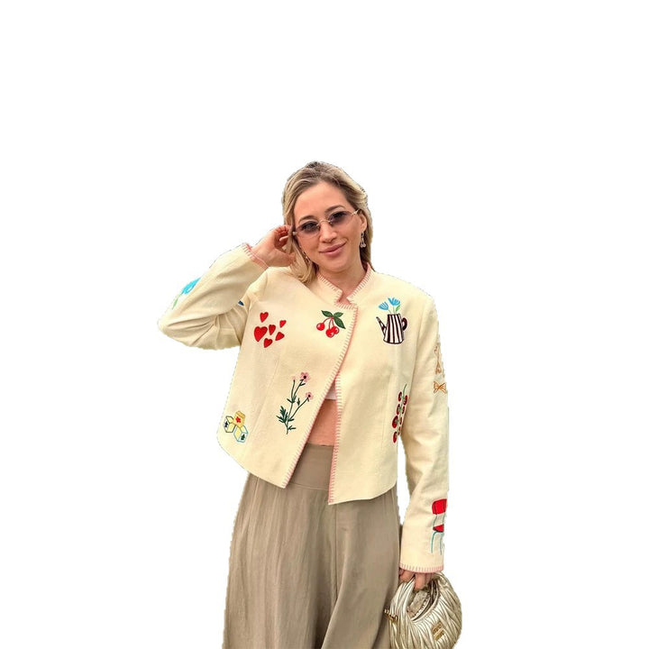 Ladies Embroidered Short Jacket with Playful Appliqués Amarae