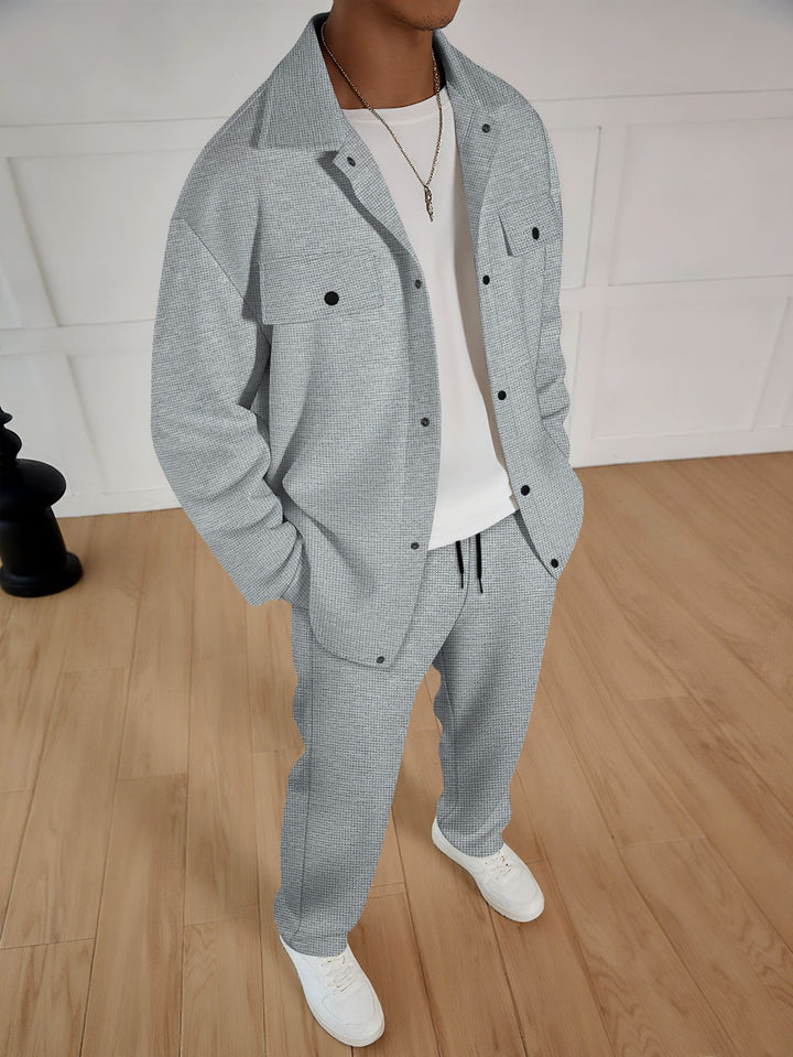 Elegant leisure suit for men with textured jacket and comfortable pants Amarae