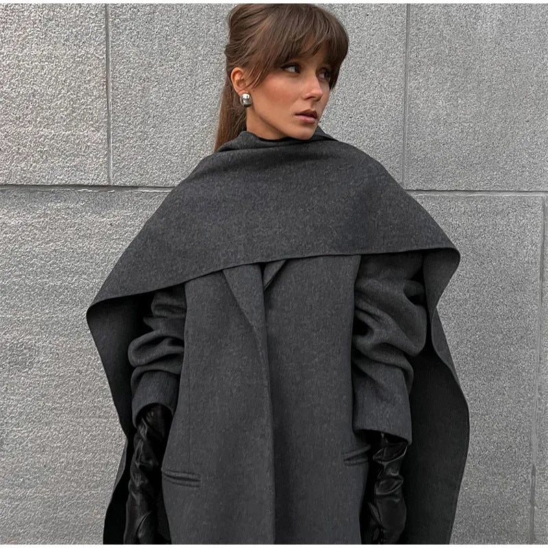 Women Elegant oversized coat with a stylish hood addition Lune London