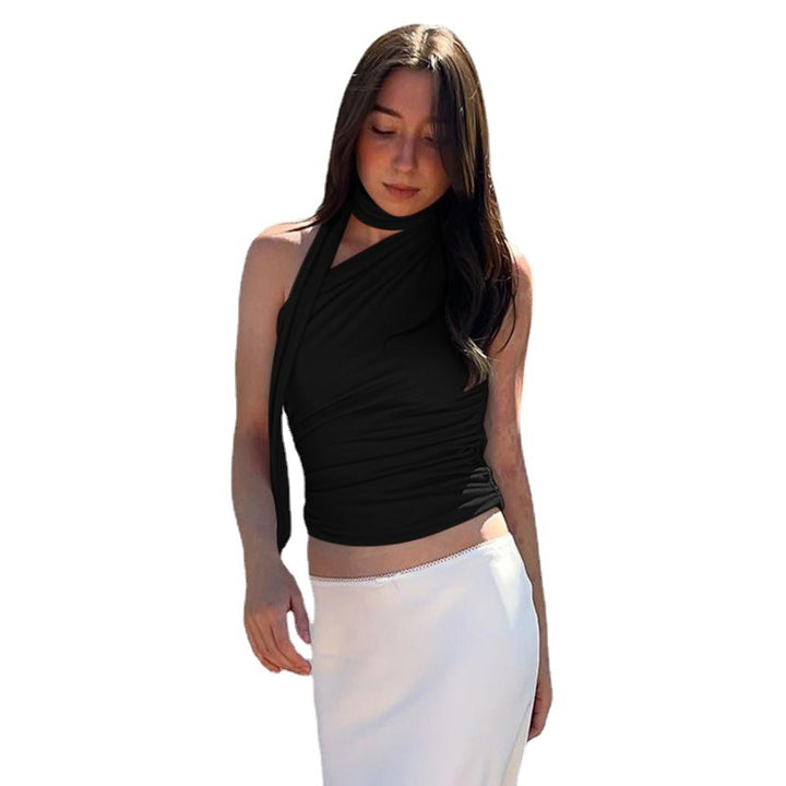 Ladies high collar ruffle top Lune London