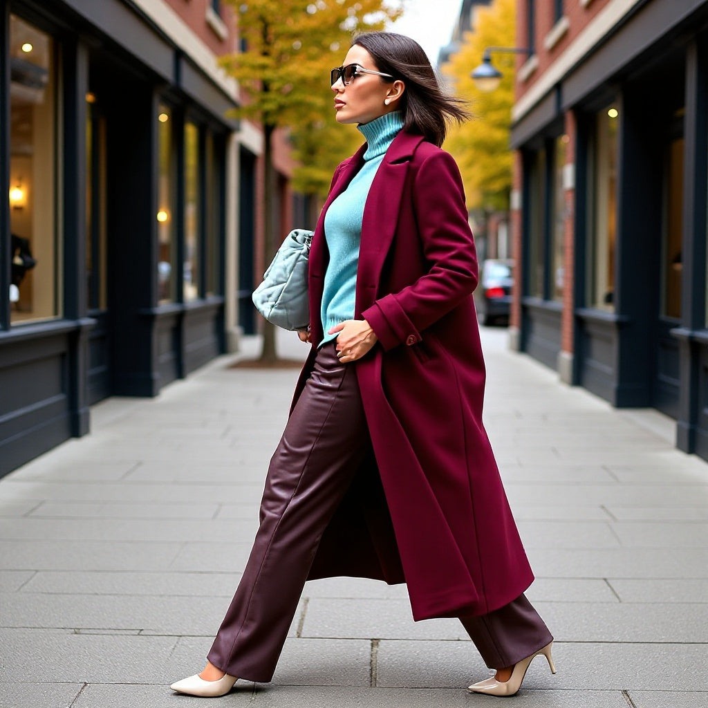 Ladies Tailored Long Coat made of Wool Blend with Shawl Collar and Clean-Cut Silhouette Amarae