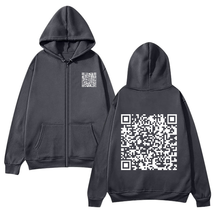 Women's hoodie jacket with QR code design and soft fleece Lune London