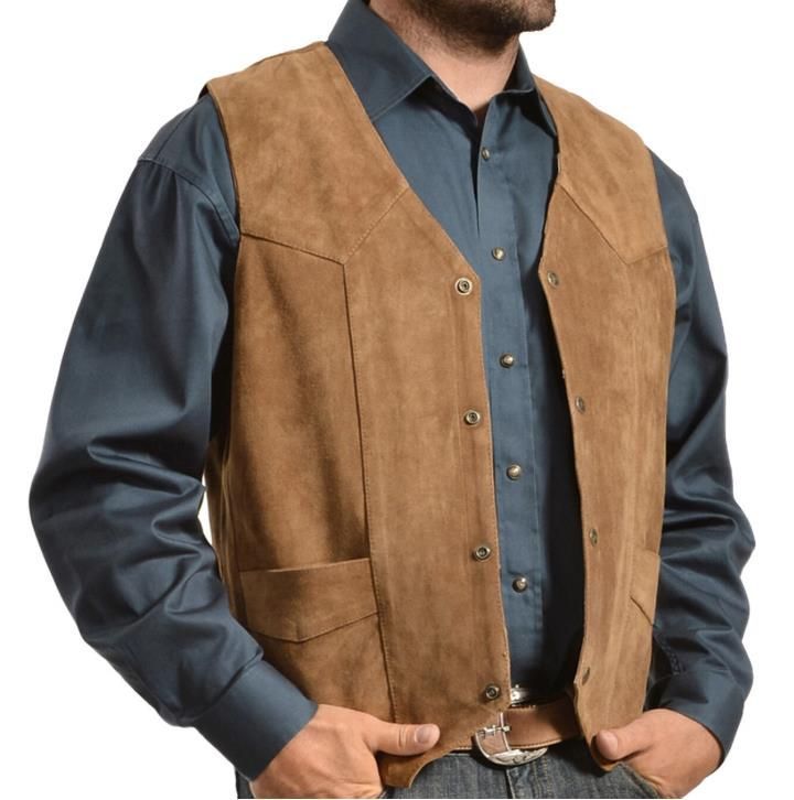 Suede vest for men with a rustic look with practical pockets Lune London