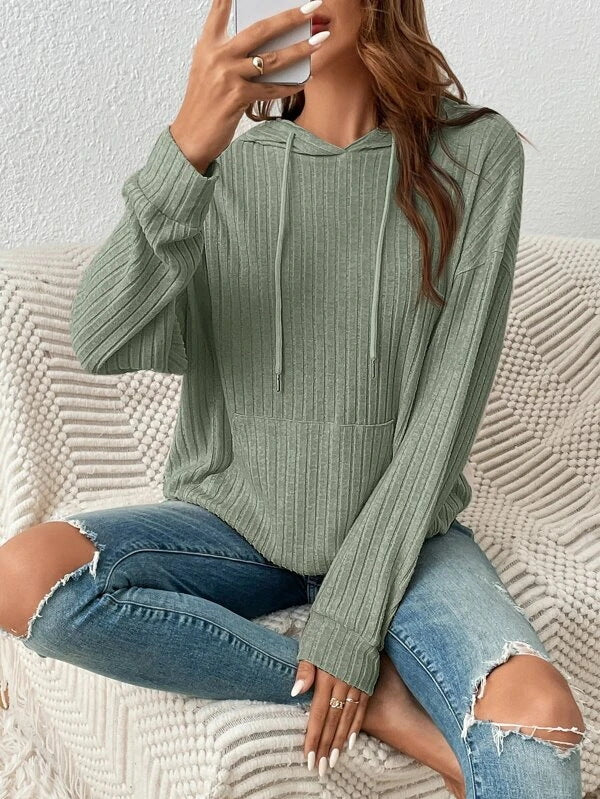 Casual women's hoodie with textured design and practical pockets Lune London