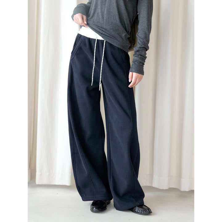 Women's Casual Sweatpants in Palazzo Cut with High Waist, Drawstring and Side Pockets Amarae