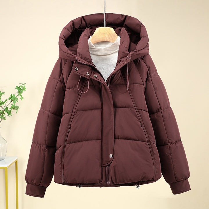 Ladies high-quality quilted functional coat with hood and insulating inserts Lune London