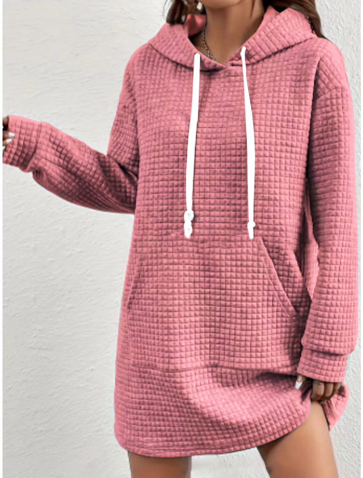 Plus size hooded dress for women with textured surface Lune London