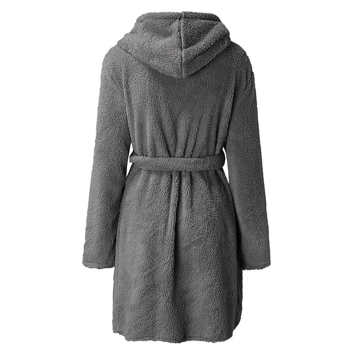 Fleece bathrobe for women with hood and practical pockets Lune London